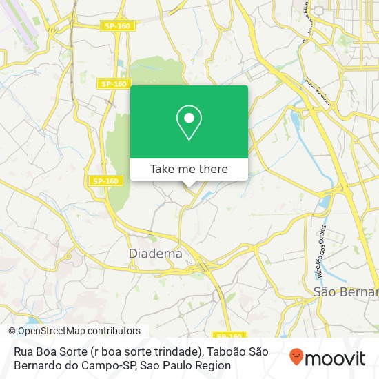 Mapa Rua Boa Sorte (r boa sorte trindade), Taboão São Bernardo do Campo-SP