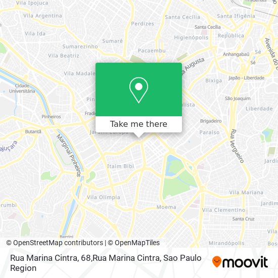 Mapa Rua Marina Cintra, 68,Rua Marina Cintra