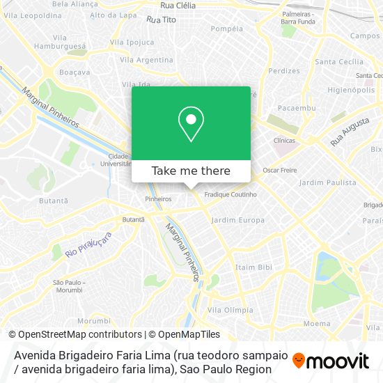 Mapa Avenida Brigadeiro Faria Lima (rua teodoro sampaio / avenida brigadeiro faria lima)