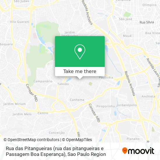 Mapa Rua das Pitangueiras (rua das pitangueiras e Passagem Boa Esperança)