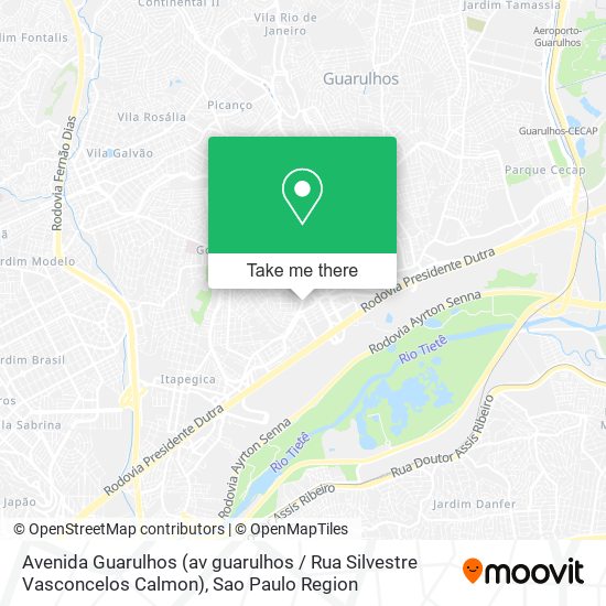 Mapa Avenida Guarulhos (av guarulhos / Rua Silvestre Vasconcelos Calmon)