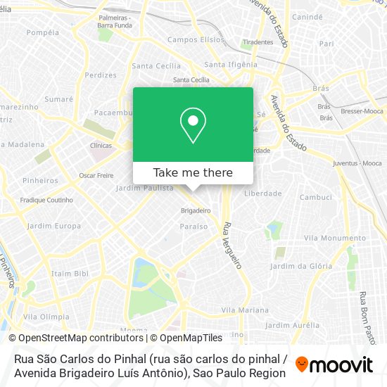 Mapa Rua São Carlos do Pinhal (rua são carlos do pinhal / Avenida Brigadeiro Luís Antônio)