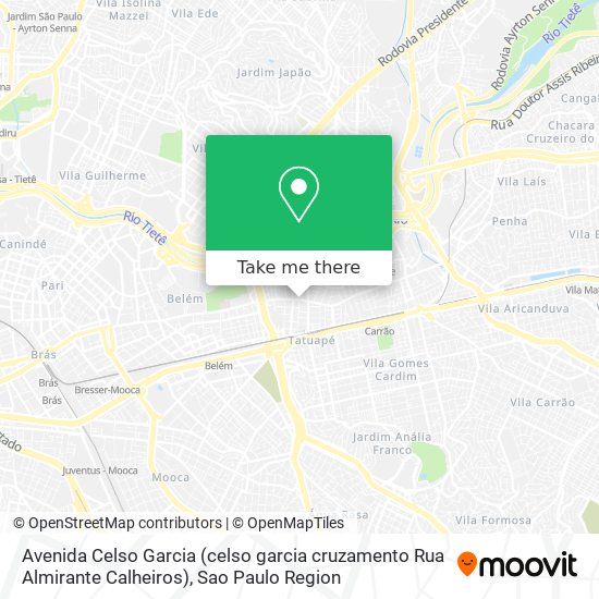 Mapa Avenida Celso Garcia (celso garcia cruzamento Rua Almirante Calheiros)