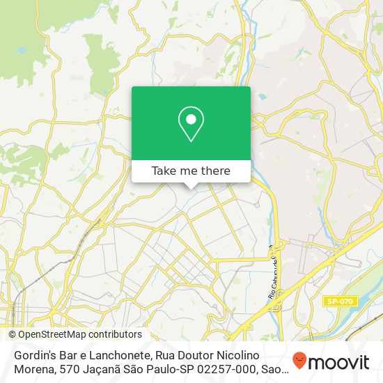 Mapa Gordin's Bar e Lanchonete, Rua Doutor Nicolino Morena, 570 Jaçanã São Paulo-SP 02257-000
