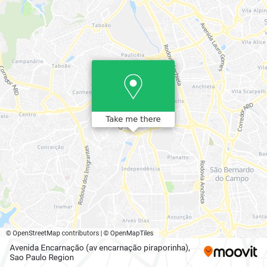 Mapa Avenida Encarnação (av encarnação piraporinha)