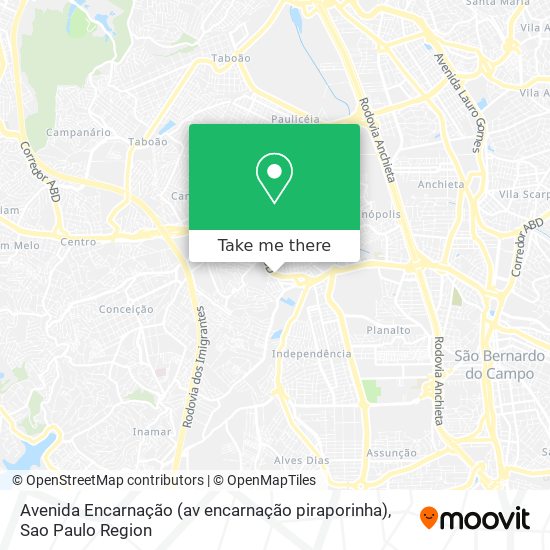 Mapa Avenida Encarnação (av encarnação piraporinha)