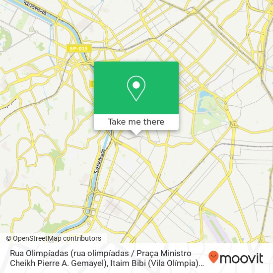 Mapa Rua Olimpíadas (rua olimpíadas / Praça Ministro Cheikh Pierre A. Gemayel), Itaim Bibi (Vila Olímpia) São Paulo-SP