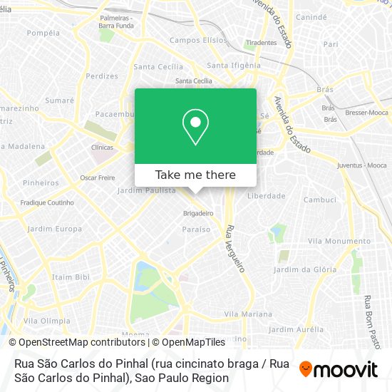 Mapa Rua São Carlos do Pinhal (rua cincinato braga / Rua São Carlos do Pinhal)