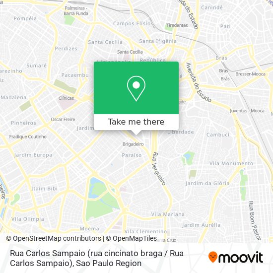 Mapa Rua Carlos Sampaio (rua cincinato braga / Rua Carlos Sampaio)