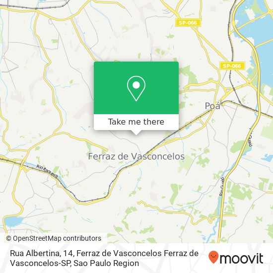 Mapa Rua Albertina, 14, Ferraz de Vasconcelos Ferraz de Vasconcelos-SP