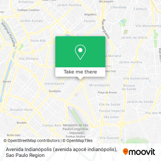 Mapa Avenida Indianópolis (avenida açocê indianópolis)