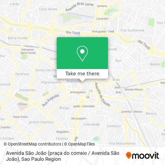 Mapa Avenida São João (praça do correio / Avenida São João)