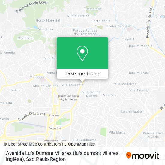 Mapa Avenida Luís Dumont Villares (luís dumont villares inglêsa)