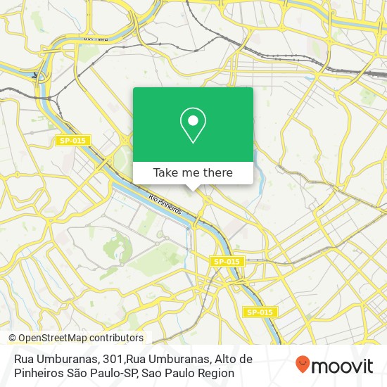 Mapa Rua Umburanas, 301,Rua Umburanas, Alto de Pinheiros São Paulo-SP