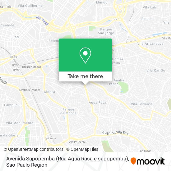 Mapa Avenida Sapopemba (Rua Água Rasa e sapopemba)