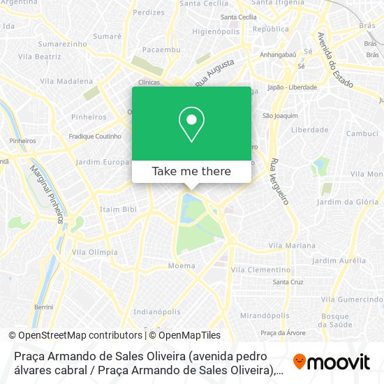 Mapa Praça Armando de Sales Oliveira (avenida pedro álvares cabral / Praça Armando de Sales Oliveira)