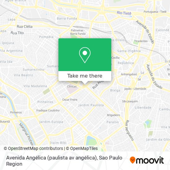 Mapa Avenida Angélica (paulista av angélica)