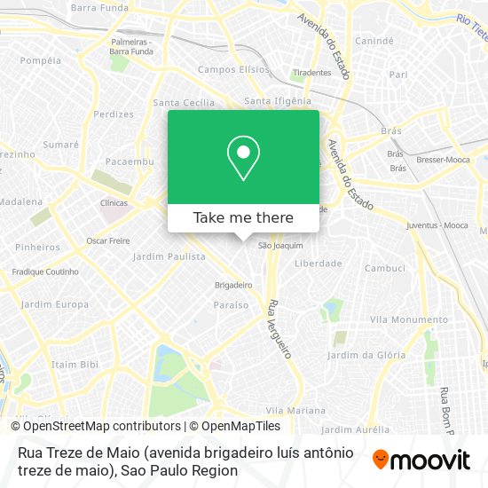 Rua Treze de Maio (avenida brigadeiro luís antônio treze de maio) map