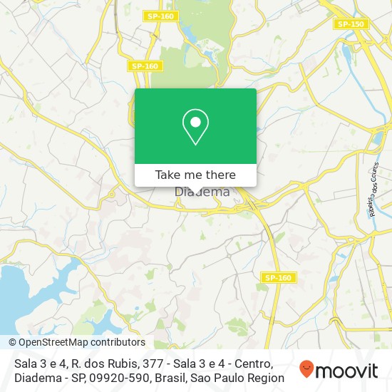 Mapa Sala 3 e 4, R. dos Rubis, 377 - Sala 3 e 4 - Centro, Diadema - SP, 09920-590, Brasil