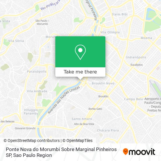 Mapa Ponte Nova do Morumbi Sobre Marginal Pinheiros SP