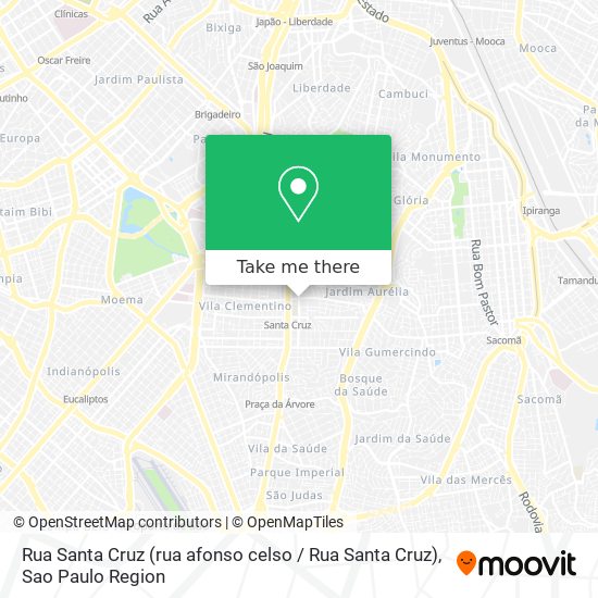 Mapa Rua Santa Cruz (rua afonso celso / Rua Santa Cruz)