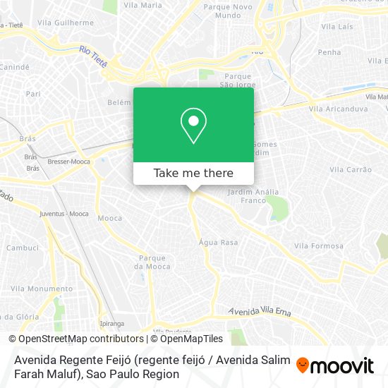 Mapa Avenida Regente Feijó (regente feijó / Avenida Salim Farah Maluf)