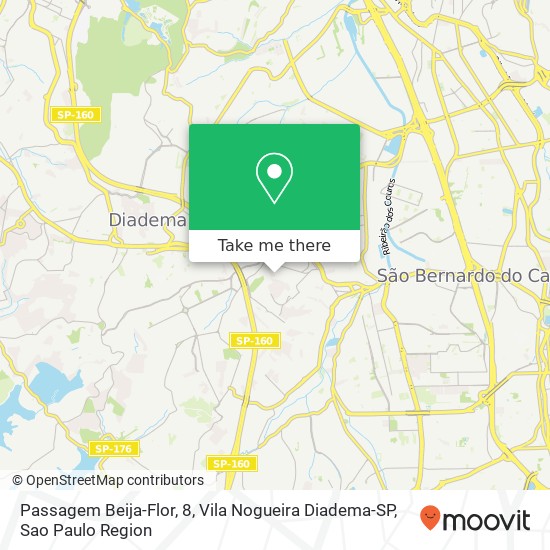 Passagem Beija-Flor, 8, Vila Nogueira Diadema-SP map