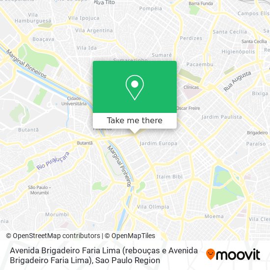 Mapa Avenida Brigadeiro Faria Lima (rebouças e Avenida Brigadeiro Faria Lima)