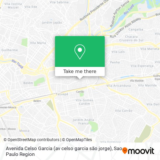 Avenida Celso Garcia (av celso garcia são jorge) map