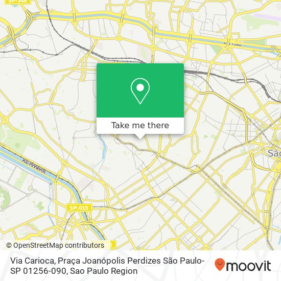 Mapa Via Carioca, Praça Joanópolis Perdizes São Paulo-SP 01256-090