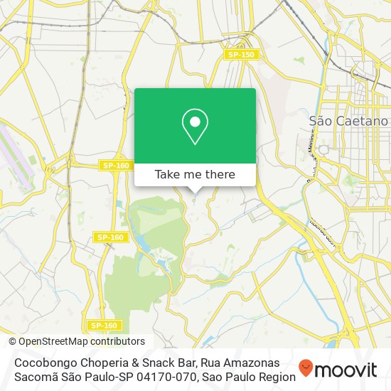 Mapa Cocobongo Choperia & Snack Bar, Rua Amazonas Sacomã São Paulo-SP 04170-070