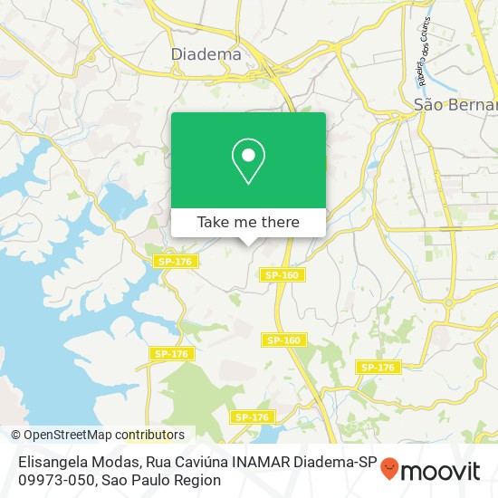 Mapa Elisangela Modas, Rua Caviúna INAMAR Diadema-SP 09973-050