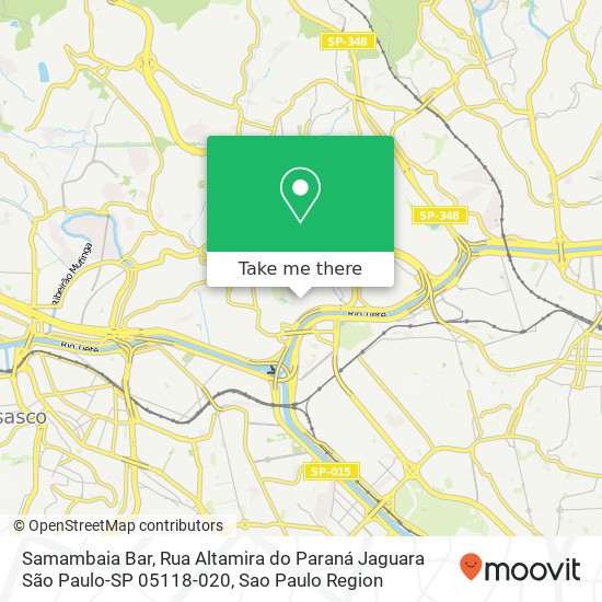 Mapa Samambaia Bar, Rua Altamira do Paraná Jaguara São Paulo-SP 05118-020