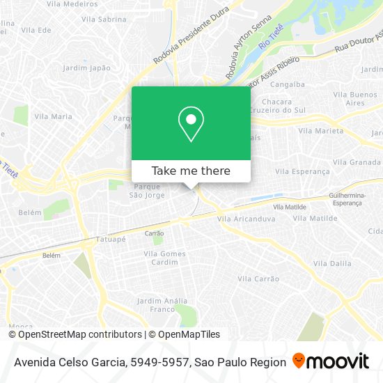 Mapa Avenida Celso Garcia, 5949-5957