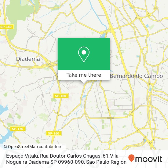 Mapa Espaço Vitalu, Rua Doutor Carlos Chagas, 61 Vila Nogueira Diadema-SP 09960-090