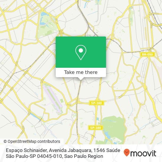 Mapa Espaço Schinaider, Avenida Jabaquara, 1546 Saúde São Paulo-SP 04045-010