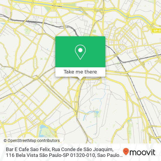 Mapa Bar E Cafe Sao Felix, Rua Conde de São Joaquim, 116 Bela Vista São Paulo-SP 01320-010