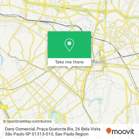 Mapa Dany Comercial, Praça Quatorze Bis, 26 Bela Vista São Paulo-SP 01313-010