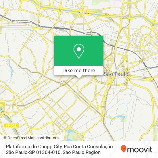 Mapa Plataforma do Chopp City, Rua Costa Consolação São Paulo-SP 01304-010