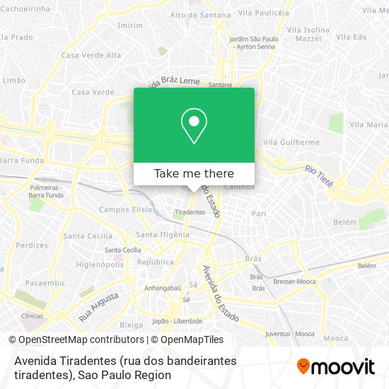 Avenida Tiradentes (rua dos bandeirantes tiradentes) map