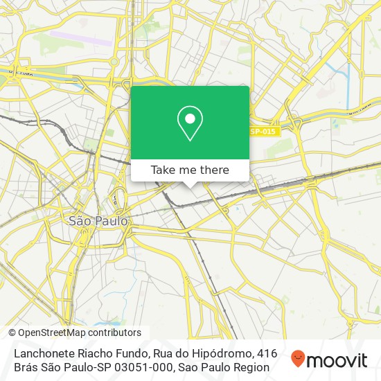 Mapa Lanchonete Riacho Fundo, Rua do Hipódromo, 416 Brás São Paulo-SP 03051-000