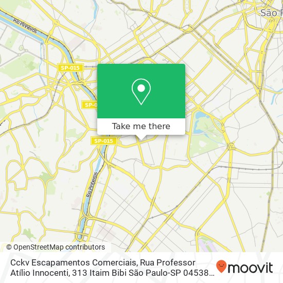 Mapa Cckv Escapamentos Comerciais, Rua Professor Atílio Innocenti, 313 Itaim Bibi São Paulo-SP 04538-000