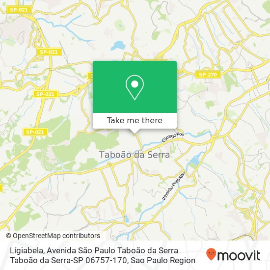 Mapa Lígiabela, Avenida São Paulo Taboão da Serra Taboão da Serra-SP 06757-170