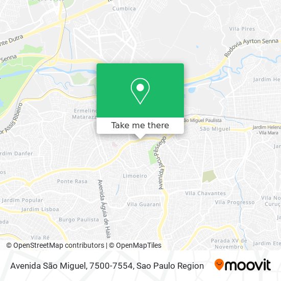 Mapa Avenida São Miguel, 7500-7554