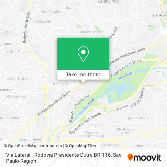 Mapa Via Lateral - Rodovia Presidente Dutra BR-116