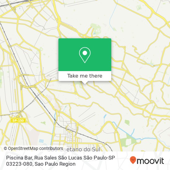 Mapa Piscina Bar, Rua Sales São Lucas São Paulo-SP 03223-080