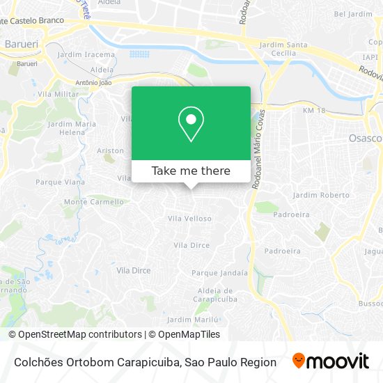 Colchões Ortobom Carapicuiba map