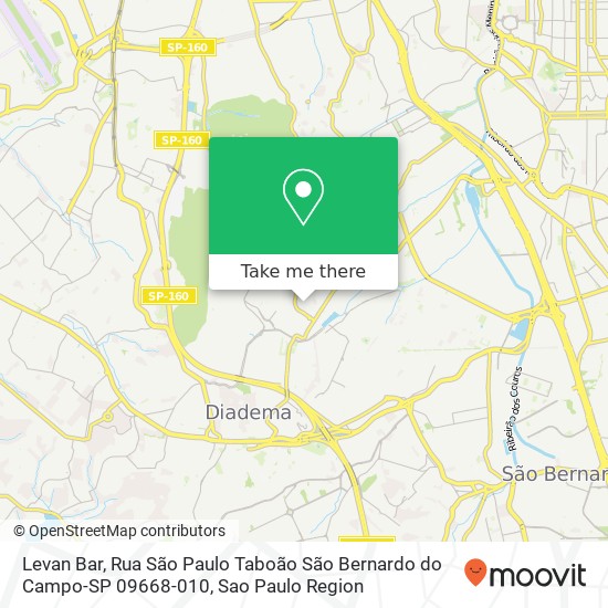 Mapa Levan Bar, Rua São Paulo Taboão São Bernardo do Campo-SP 09668-010