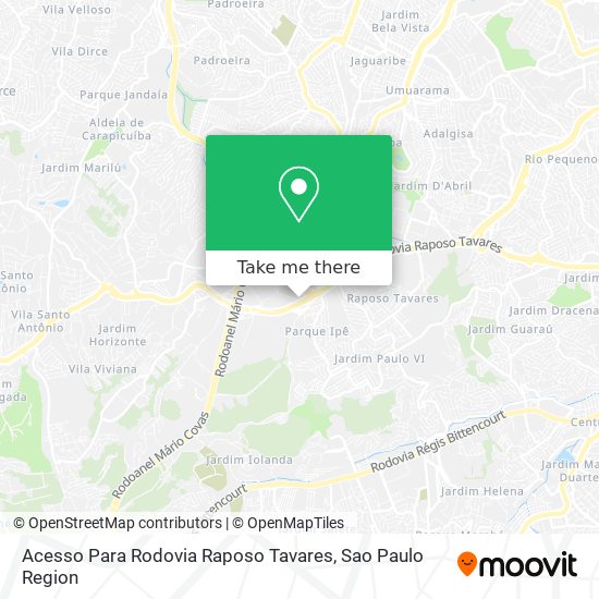 Mapa Acesso Para Rodovia Raposo Tavares