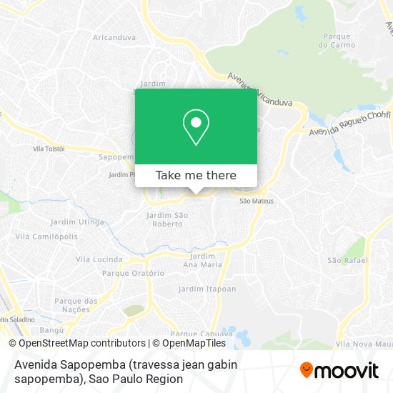 Avenida Sapopemba (travessa jean gabin sapopemba) map